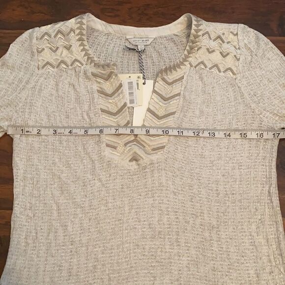 Lucky Brand Brand New Pullover Embroidered Slight Bell Sleeve Top Boho Modern - Picture 4 of 10